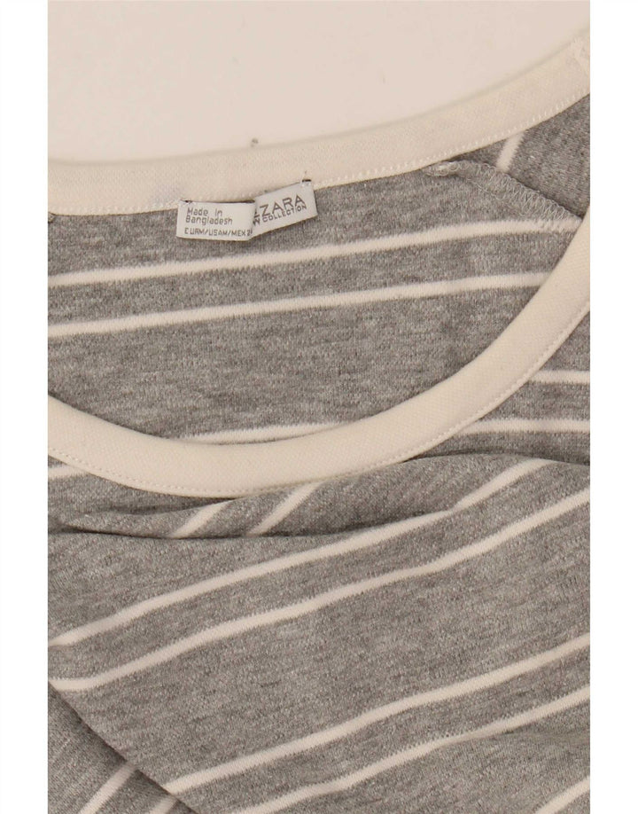 Top femeie Zara cu mânecă lungă UK 14 Medium Gri cu dungi