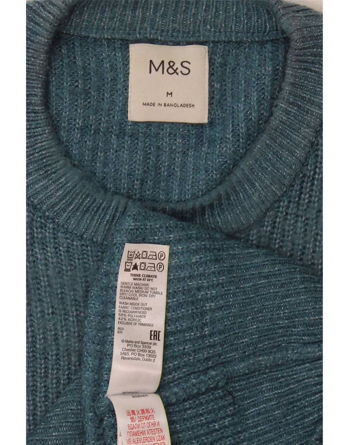 Pulover pentru bărbați Marks & Spencer, cu gât crew, poliamidă albastră medie