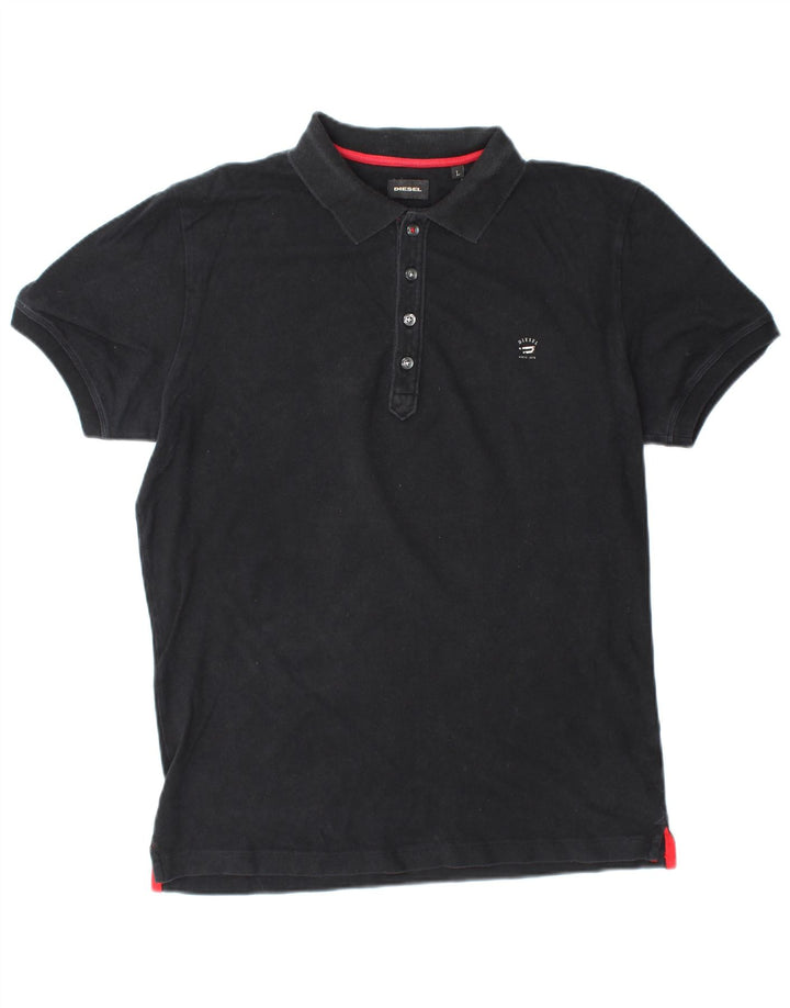 Tricou polo pentru bărbați DIESEL, bumbac negru mare