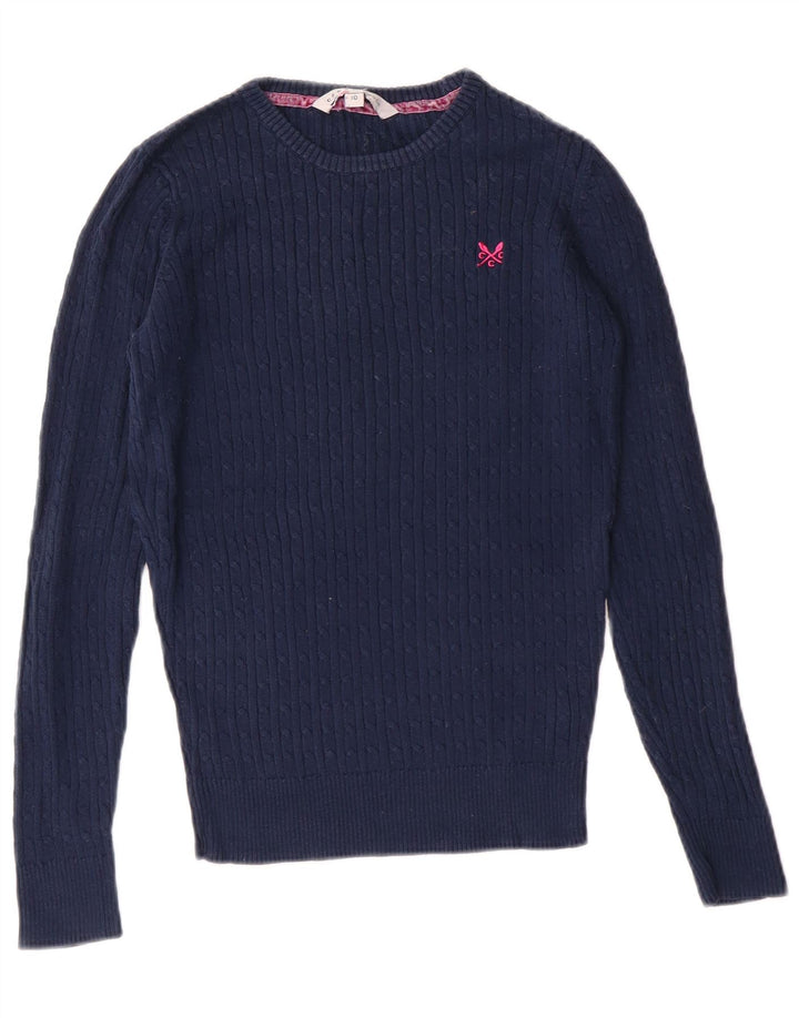 Crew Clothing Pulover pentru femei cu gât de barcă UK 10 Small Bleumarin Clasic