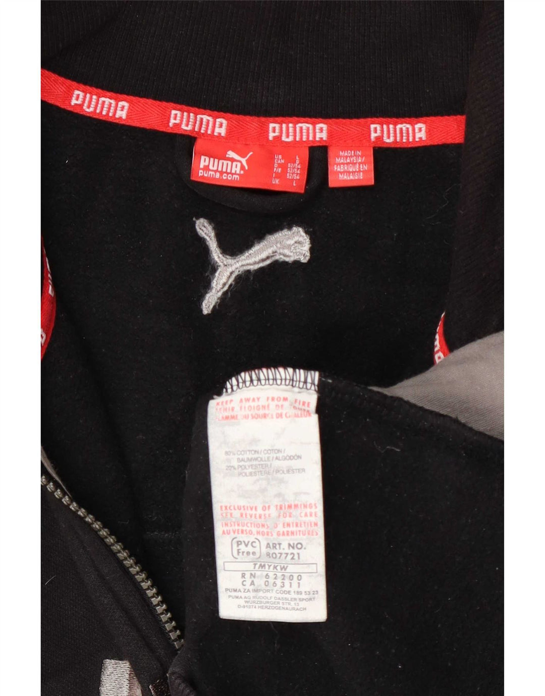 Jachetă de top pentru trening grafic Puma pentru bărbați, mare, negru, bumbac