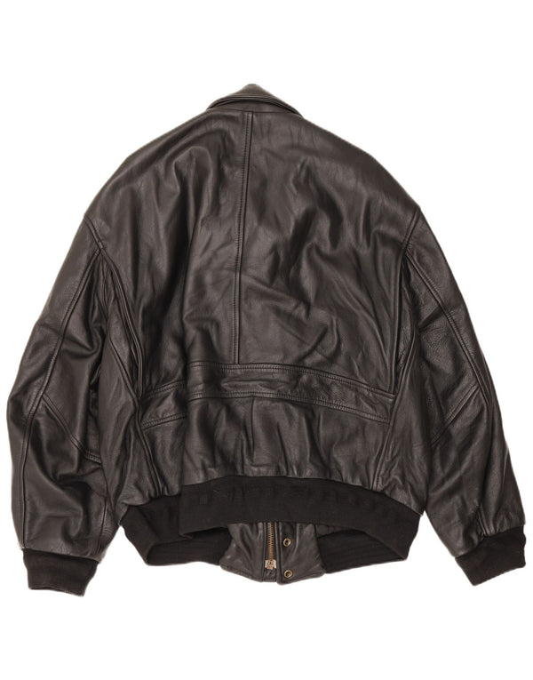 Jachetă de piele vintage pentru bărbați UK 42 XL neagră