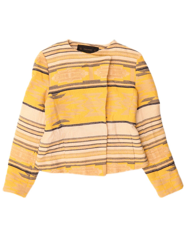 Jachetă Blazer deschisă pentru bărbați Zara UK 12 Bumbac cu dungi galbene medii