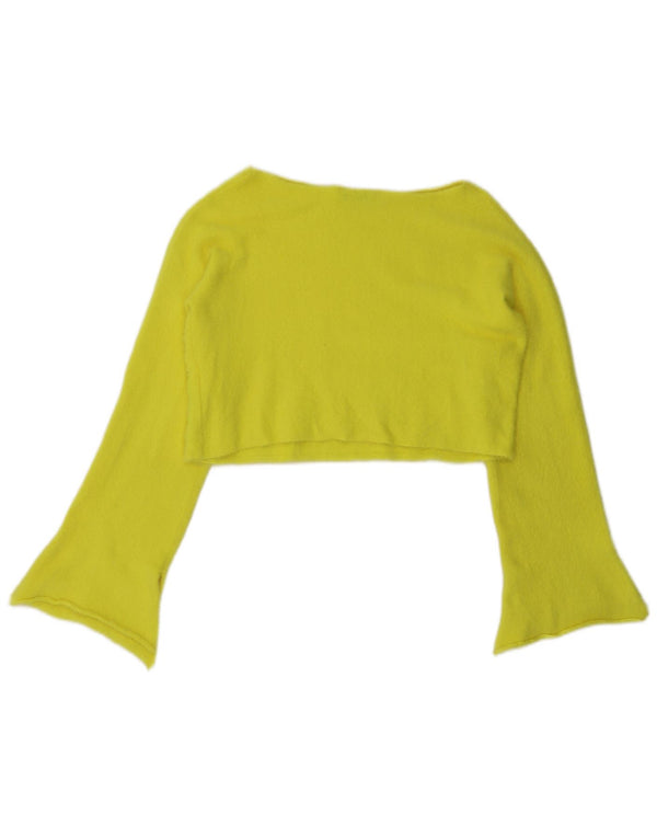Crop Top pentru femei Zara cu mânecă lungă UK 14 Nailon galben mediu