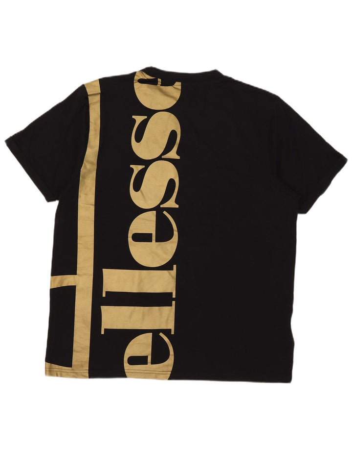 Tricou cu grafică pentru bărbați Ellesse Top mediu din bumbac negru