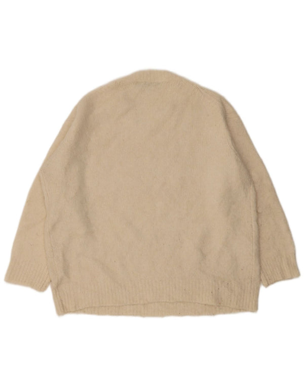 Pulover supradimensionat pentru femei Zara, cu gât de barcă, UK 10 Mic Bej