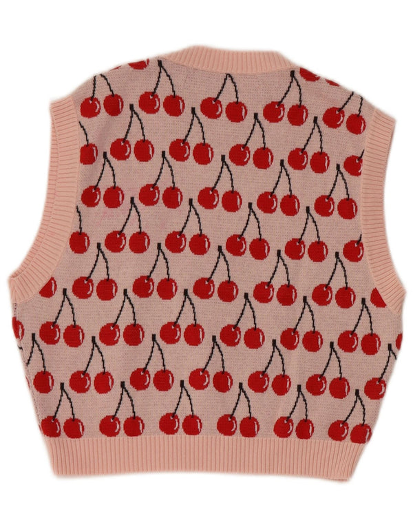 Benetton Womens Abstract Pattern Crop Vest Tank Top UK 12 Roz mediu