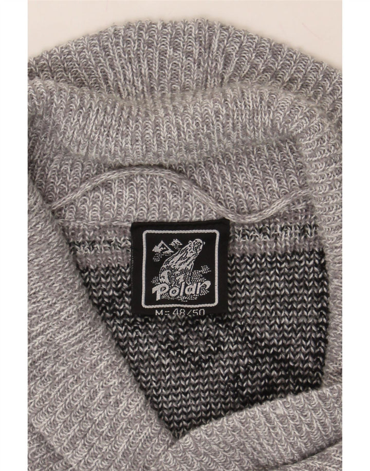 VINTAGE Mens Shawl Neck Jumper Sweater IT 48/50 Medium Grey Flecked Vintage Vintage and Second-Hand Vintage from Messina Hembry 