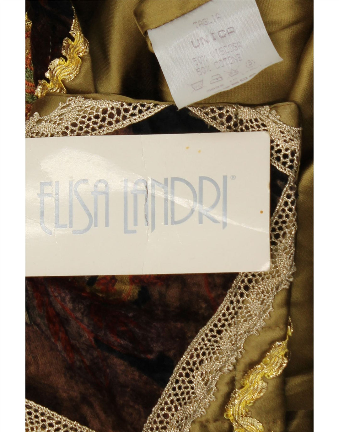 ELISA LANDRI Jachetă Blazer pentru femei UK 16 mare Kaki Patchwork Viscoză