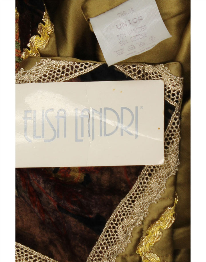 ELISA LANDRI Jachetă Blazer pentru femei UK 16 mare Kaki Patchwork Viscoză