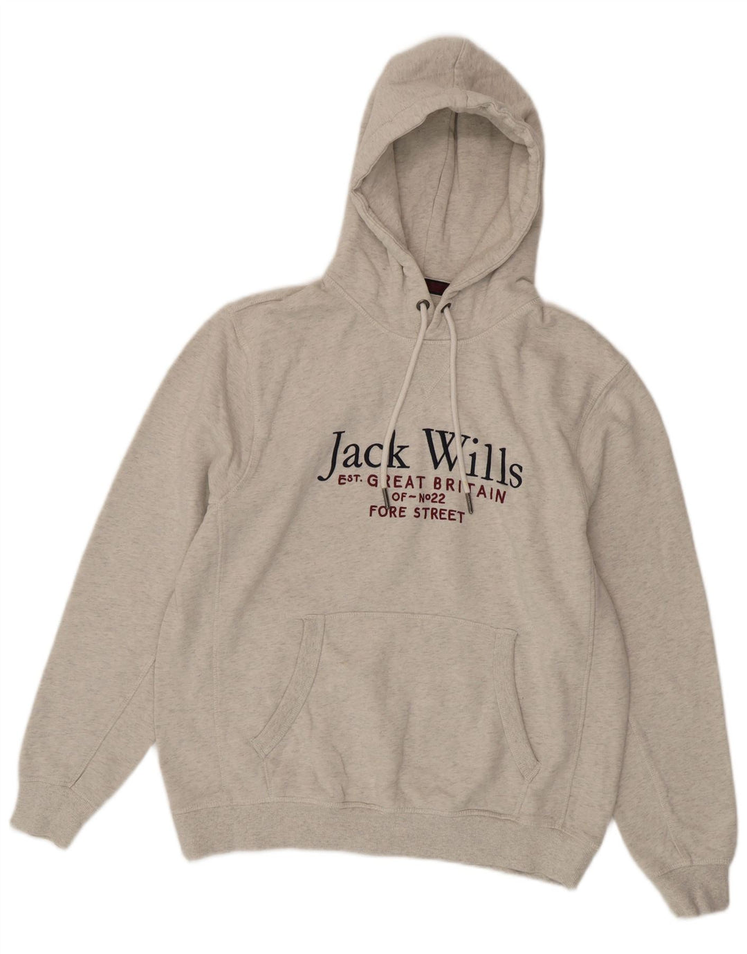 Pulover Jack Wills pentru bărbați cu capota cu grafică, mare, gri bumbac