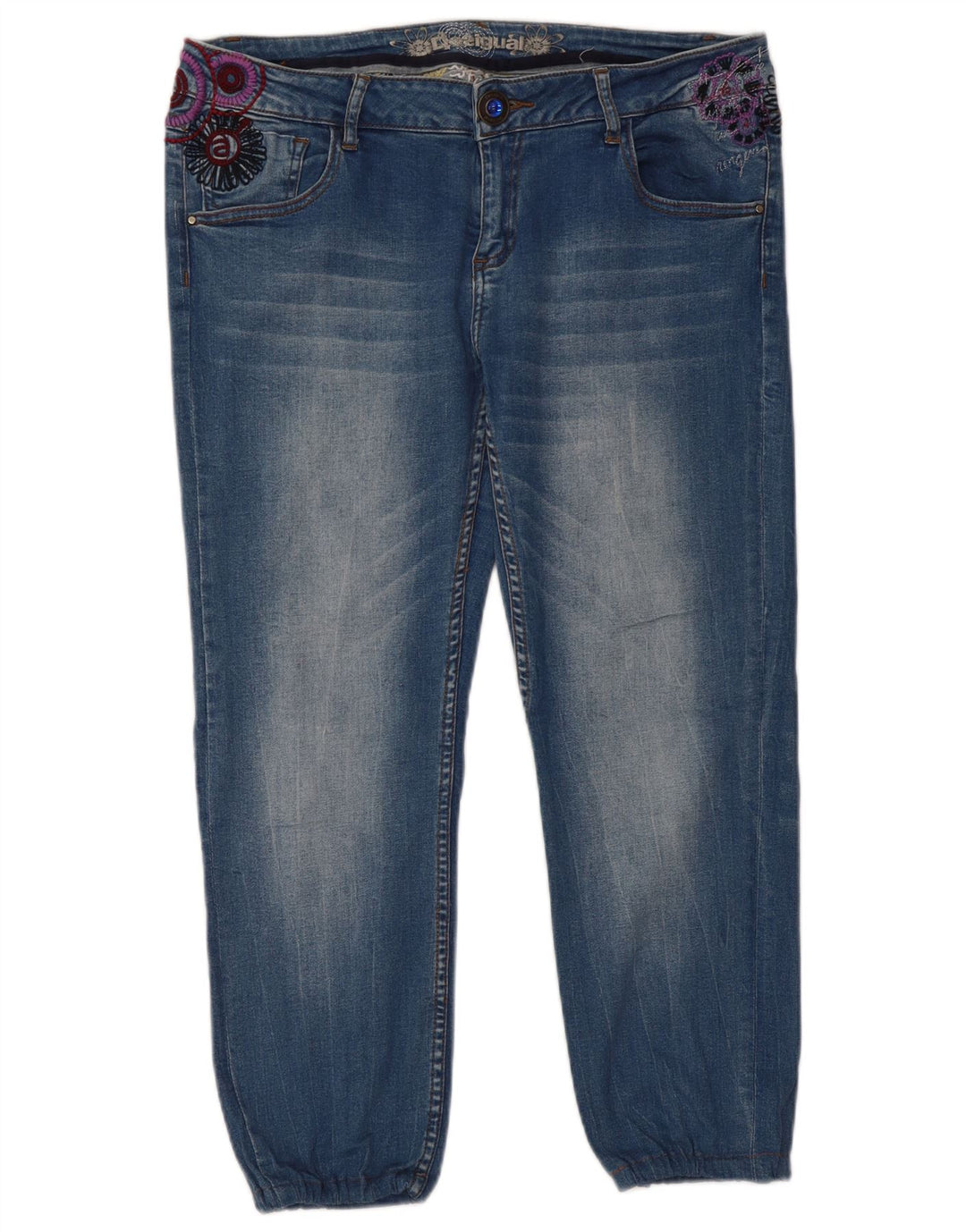 Blugi tăiați pentru bărbați DESIGUAL W36 L24 Albastru Floral