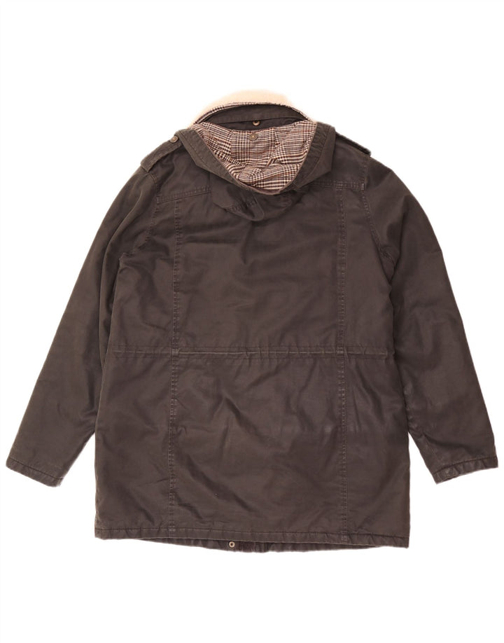 Jachetă parka cu glugă pentru femei Fat Face UK 12, bumbac mediu negru