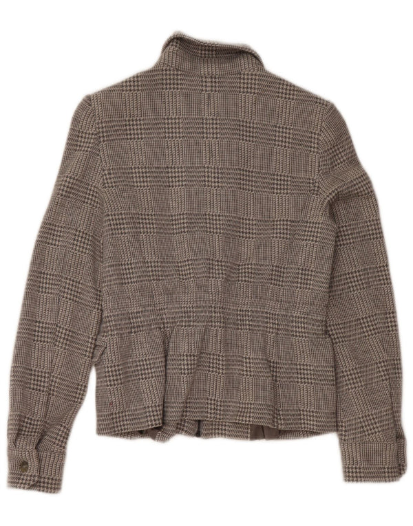 MAX MARA Blazer Jacket pentru femei UK 12 Medium Gri Houndstooth Lână