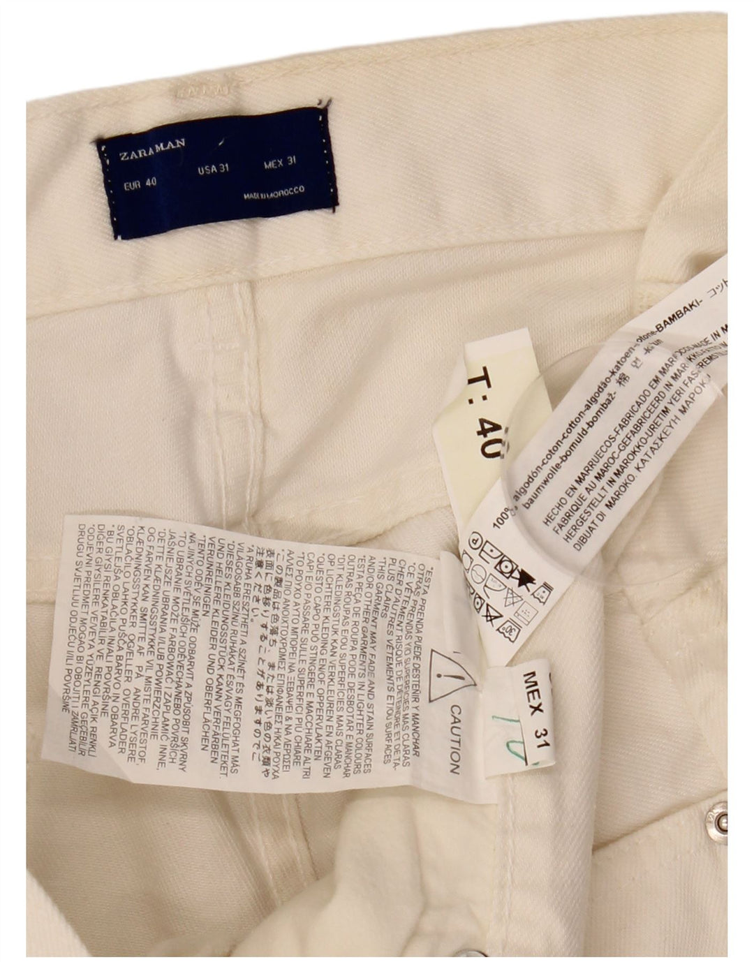 Blugi pentru bărbați ZARA slim EU 40 Medium W31 L28 Bumbac alb