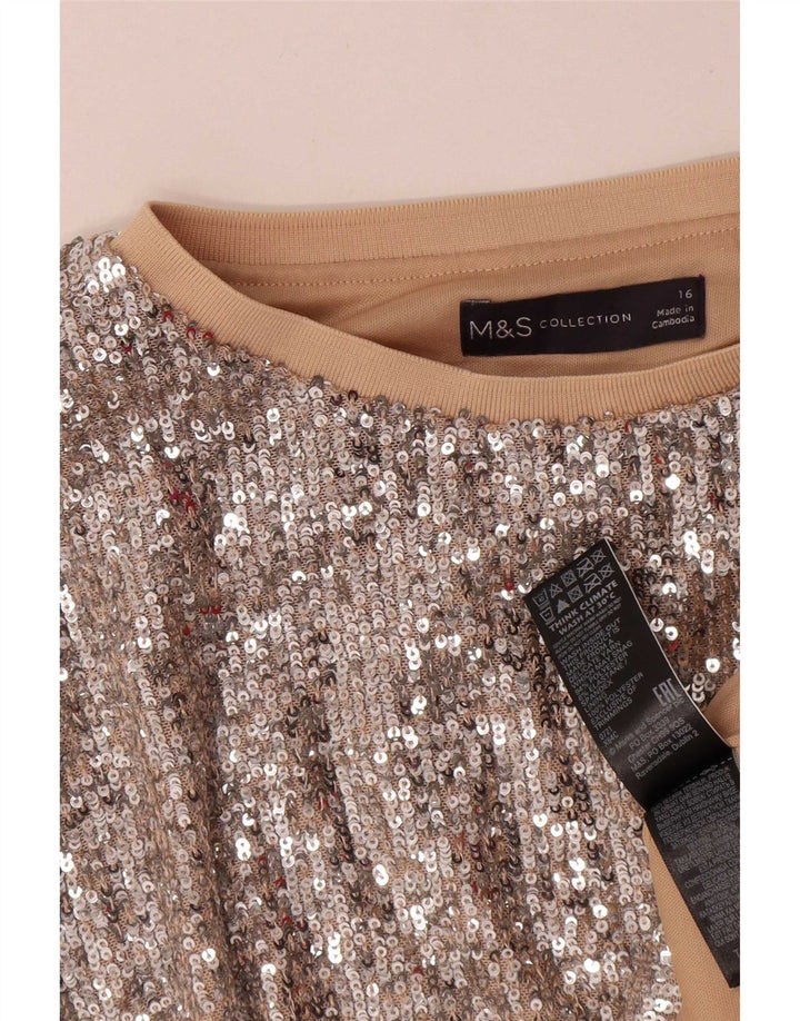 Bluză supradimensionată cu paiete pentru femei Marks & Spencer UK 16 Large Silver