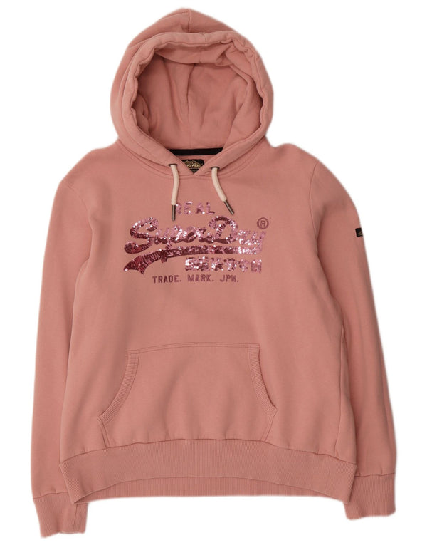 Pulover supradimensionat cu glugă Superdry pentru femei, UK 16, bumbac mare, roz