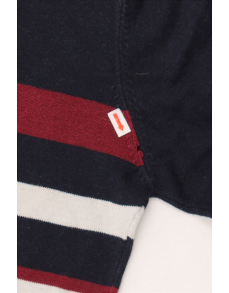 KICKERS Mens Crew Neck Jumper Sweater 2XL Navy Blue Striped Vintage Kickers and Second-Hand Kickers from Messina Hembry 