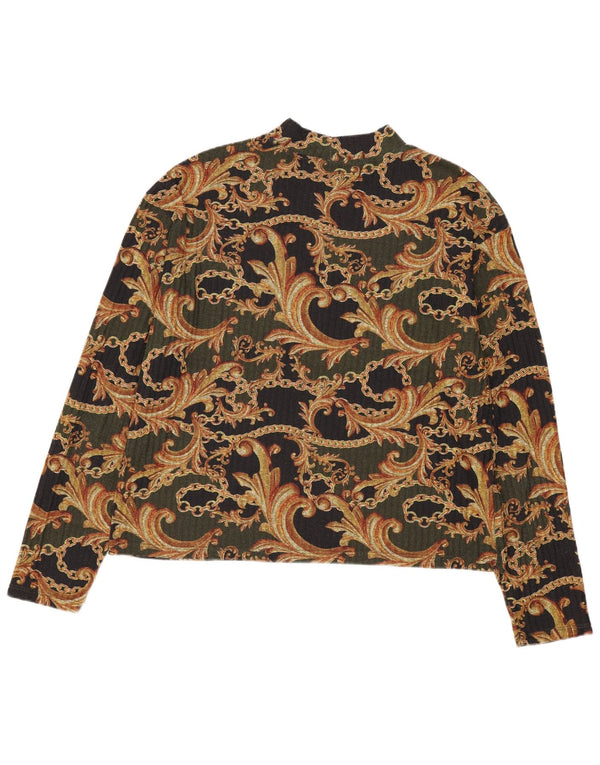 Bluză cu mânecă lungă pentru femei Zara UK 14 Medium Kaki Paisley Poliester