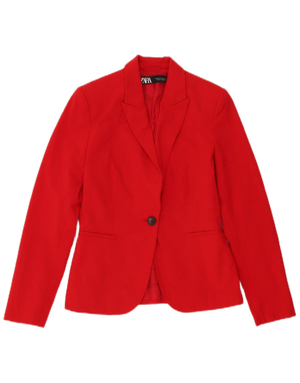 Blazer supradimensionat pentru femei Zara cu 1 nasture EU 34 2XS Poliester roșu