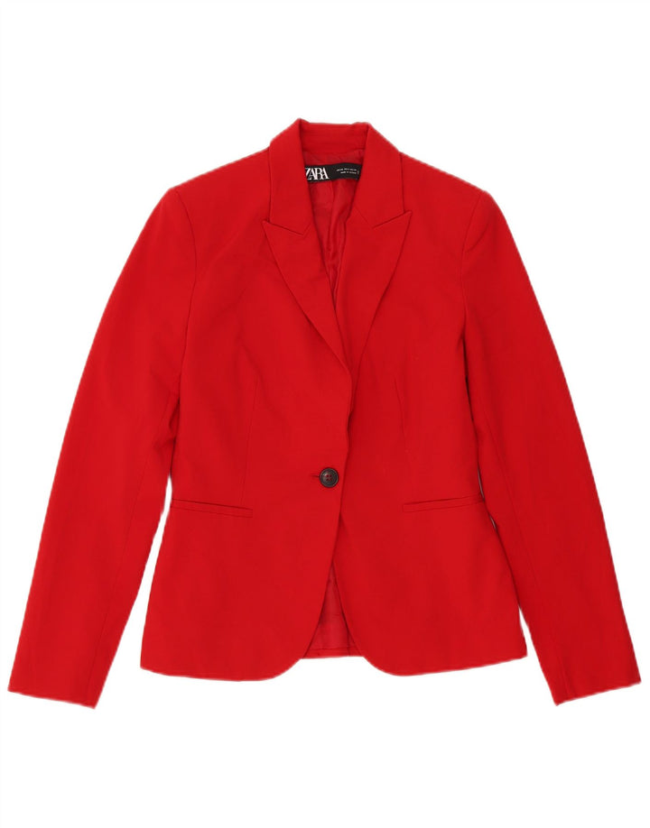 Blazer supradimensionat pentru femei Zara cu 1 nasture EU 34 2XS Poliester roșu