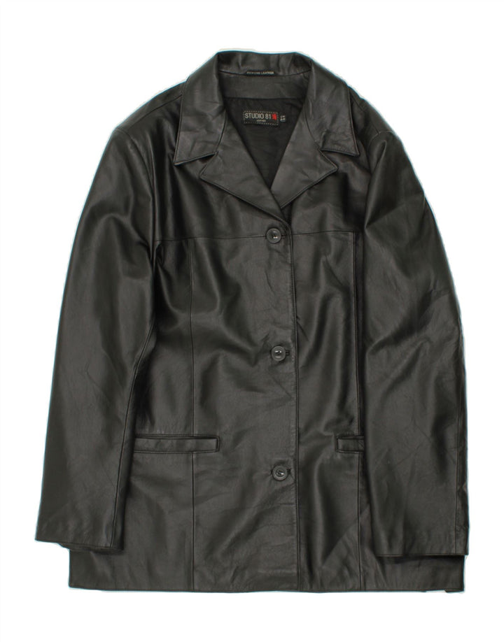 VINTAGE Womens Leather Coat IT 54 2XL Black Leather Vintage Vintage and Second-Hand Vintage from Messina Hembry 