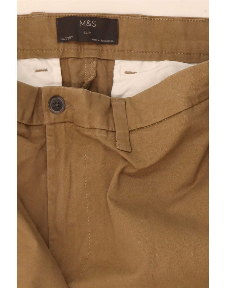 Pantaloni chino subțiri pentru bărbați Marks & Spencer W36 L29 maro