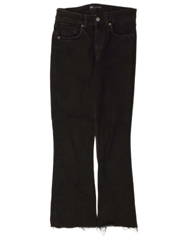 Blugi Zara pentru femei Crop Bootcut EU 38 Small W28 L26 Bumbac negru