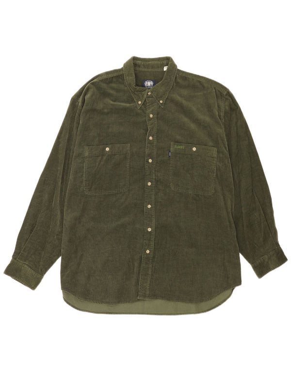 Cămașă din velur pentru bărbați CLASIC UK 45/46 XL bumbac verde