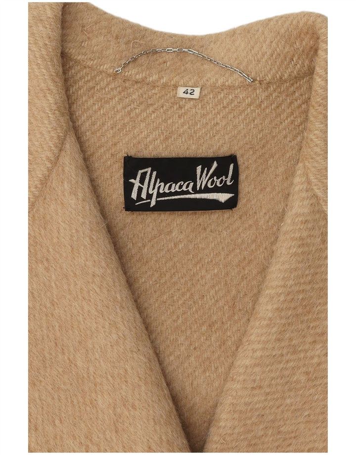 Palton de damă vintage cu piept dublu IT 42 lână de alpaca bej mediu