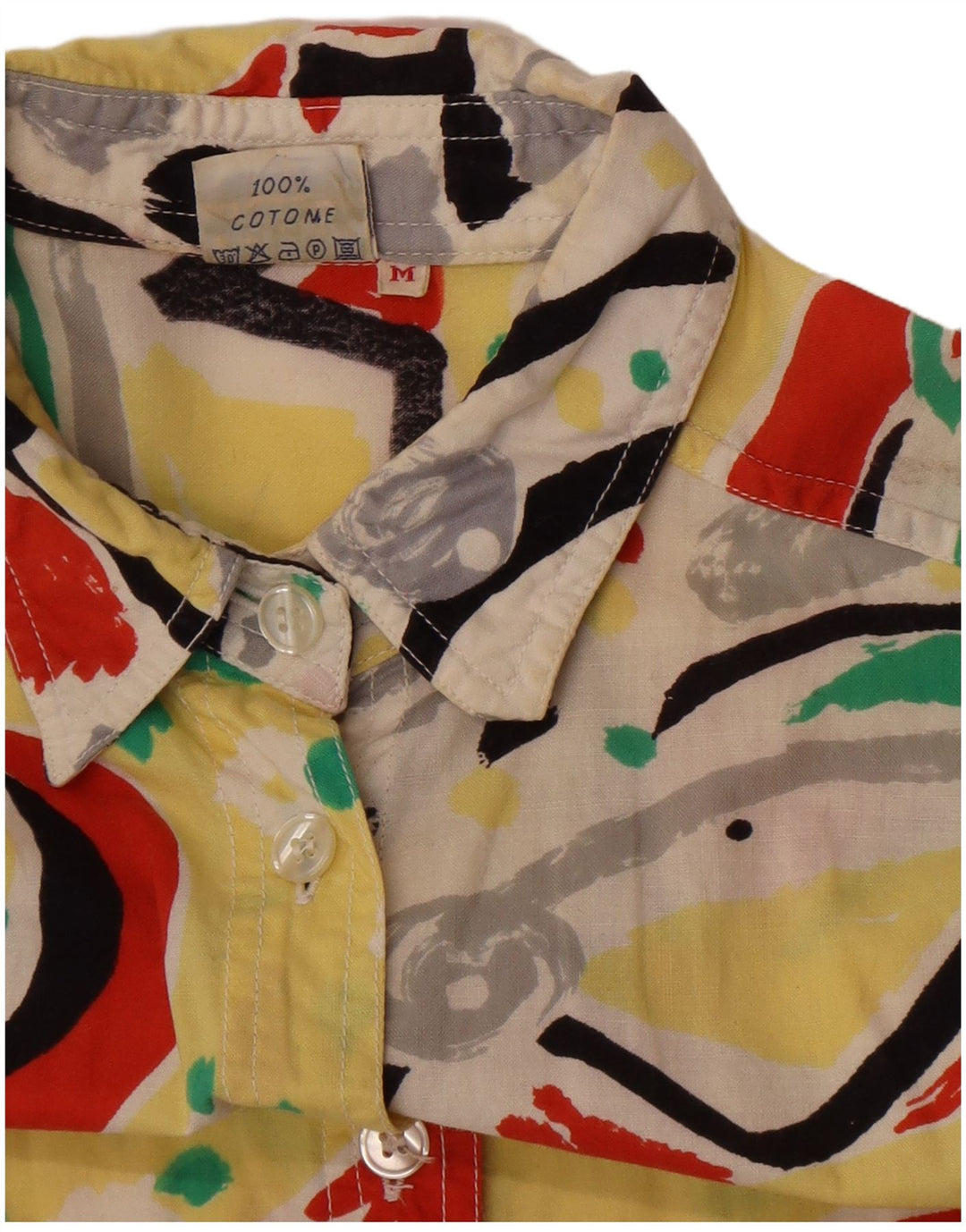 Bluză de cămașă supradimensionată pentru femei Vintage UK 14 Medium Multicolor Geometric