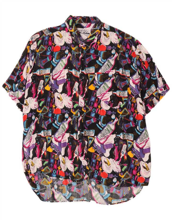 Cămașă cu mânecă scurtă pentru bărbați, cu model abstract, XL, viscoză, multicoloră