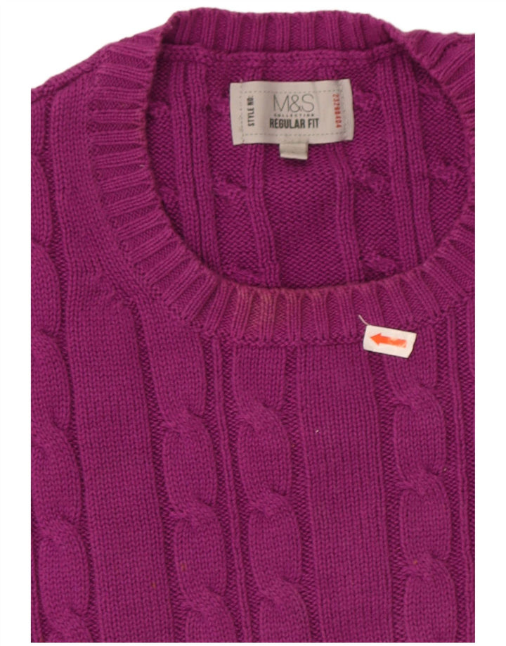 Pulover pentru bărbați Marks & Spencer cu gât roșu, bumbac mare violet