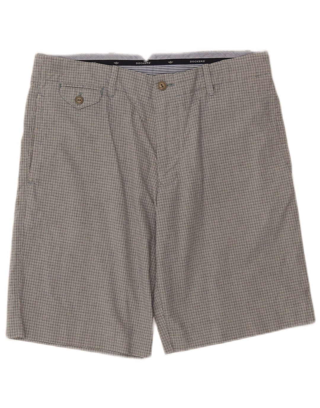 DOCKERS Mens Chino Shorts W34 Large Grey Houndstooth Cotton