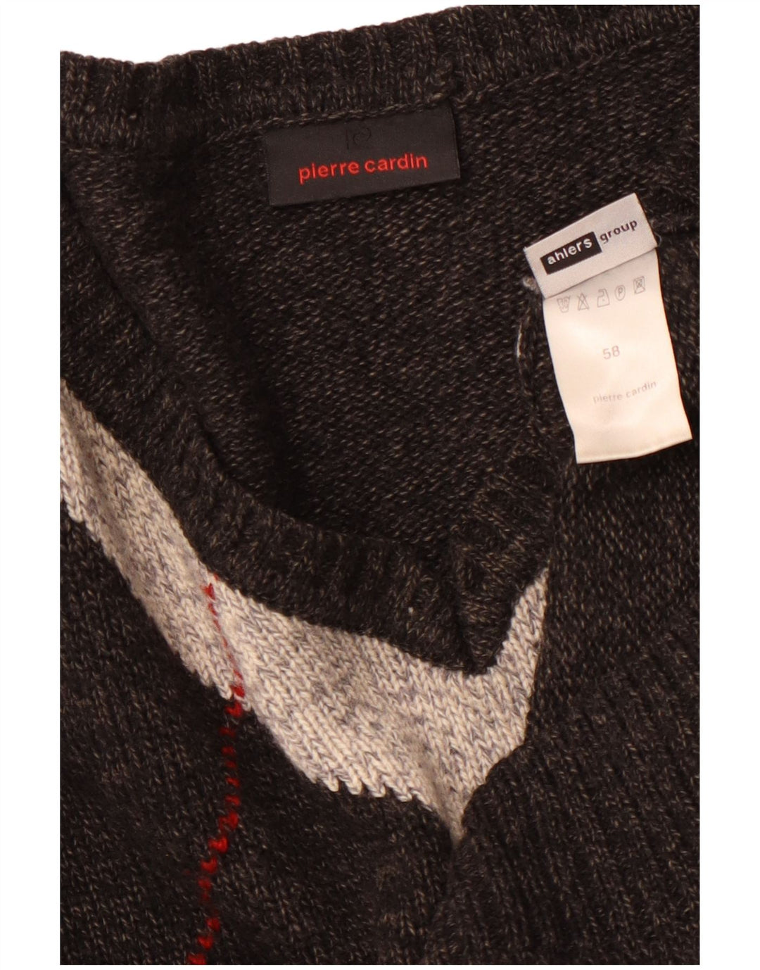 PIERRE CARDIN Pulover cu decolteu în V pentru bărbați IT 58 2XL Gri Argyle/Diamond