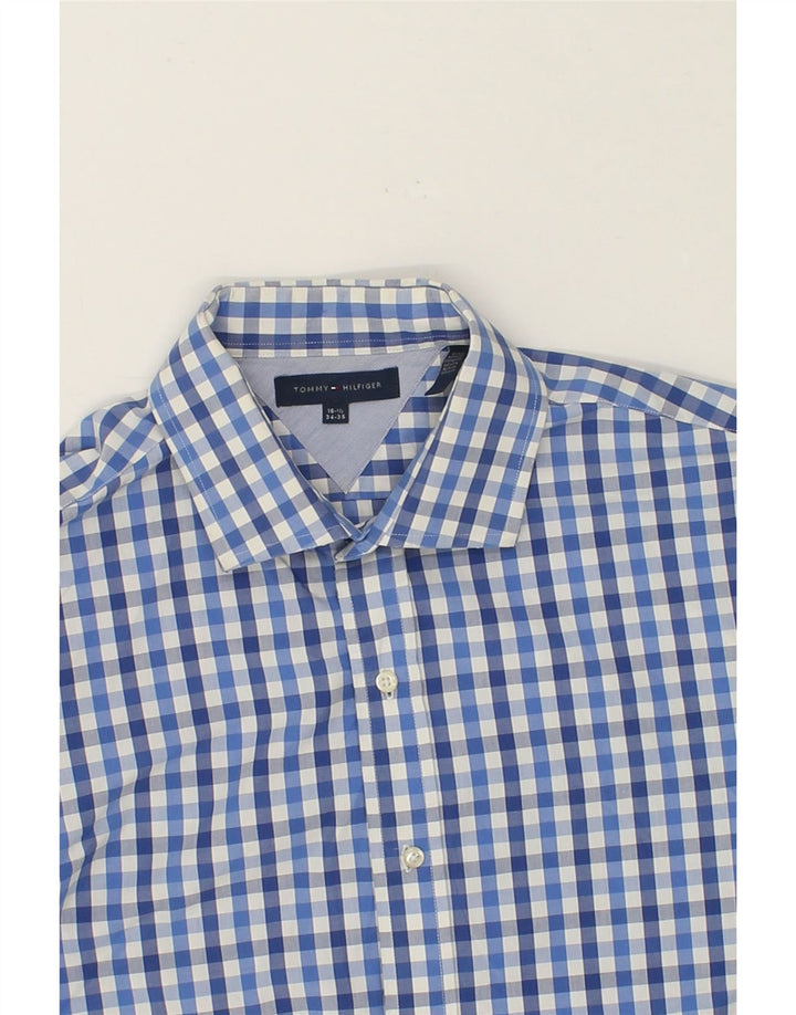 TOMMY HILFIGER Mens Shirt Size 16 1/2 Large Blue Gingham Cotton Vintage Tommy Hilfiger and Second-Hand Tommy Hilfiger from Messina Hembry 