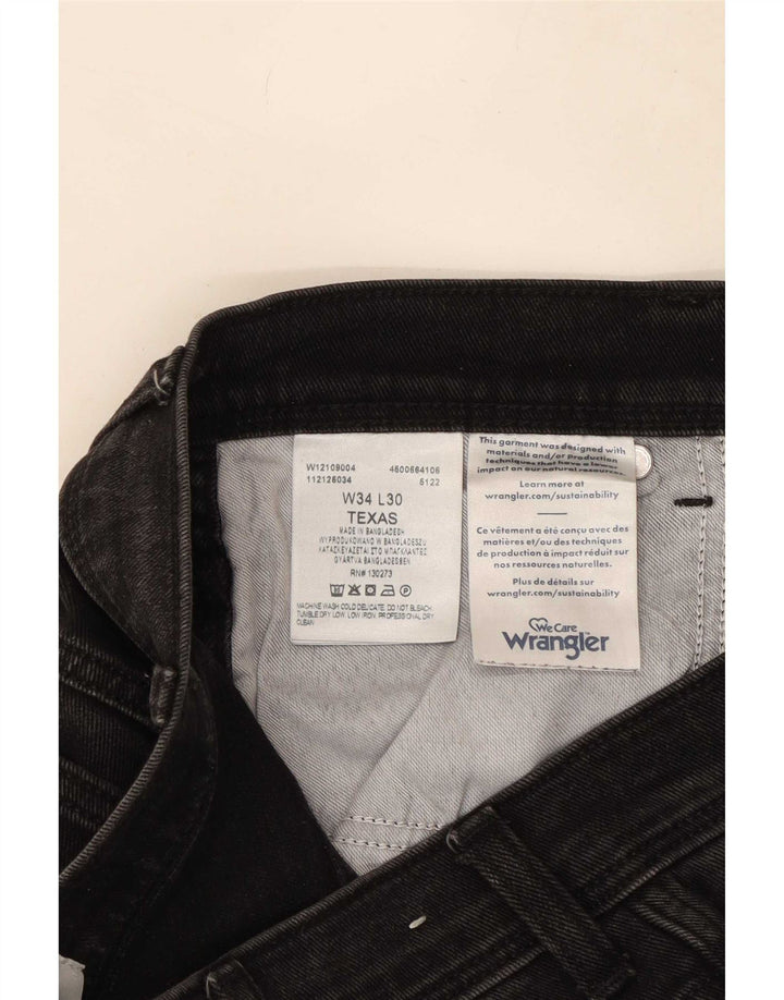 Blugi drepte pentru bărbați Wrangler Texas W34 L30 bumbac negru
