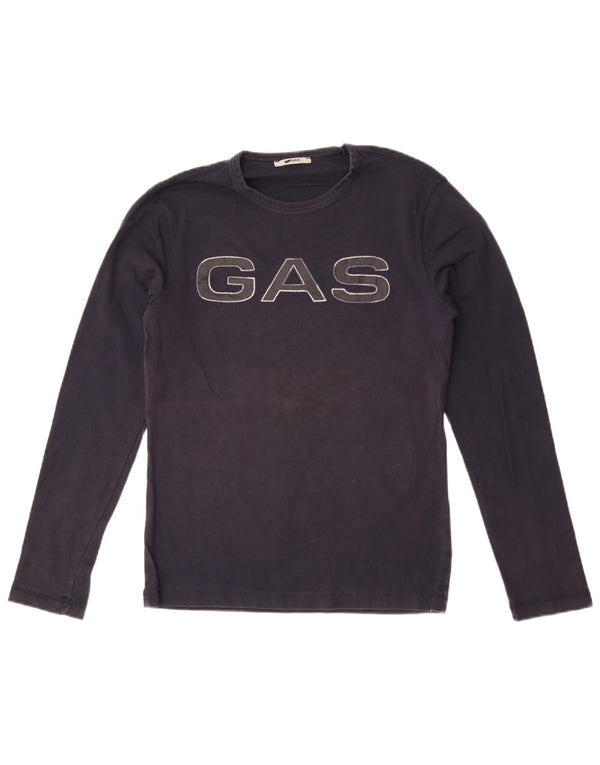 Gas Top cu grafică pentru femei cu mânecă lungă UK 12, mediu, bleumarin, bumbac