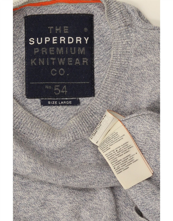 Pulover Superdry pentru bărbați, cu gât crew, bumbac mare, gri
