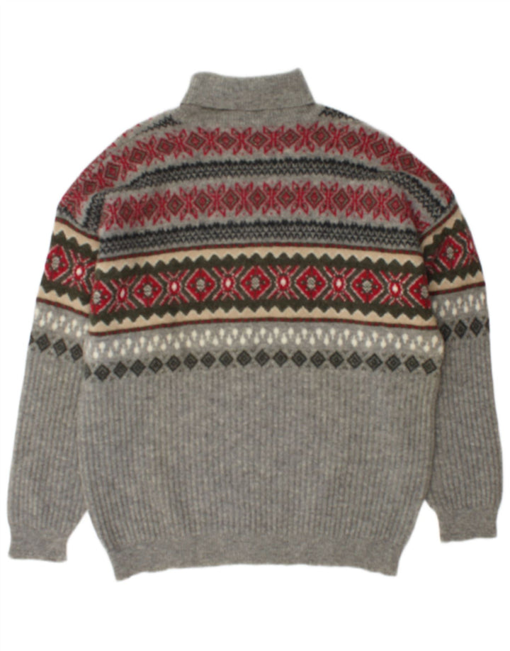 Pulover pentru bărbați Stefanel cu gât rulat XL, gri Fair Isle