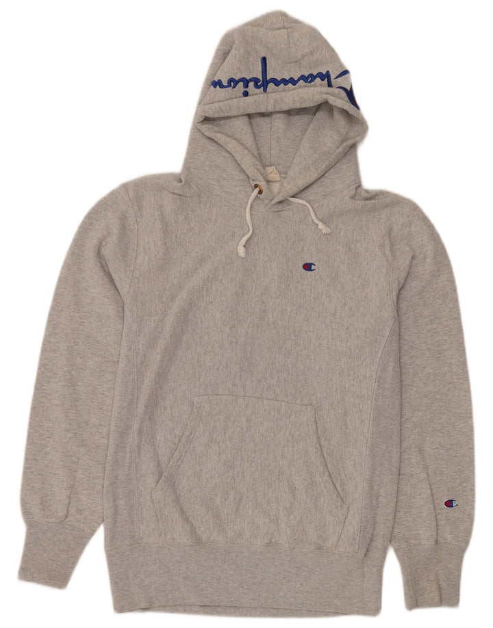 CHAMPION Mens Reverse Weave Graphic Hoodie Jumper Medium Grey