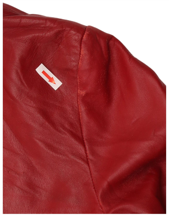 Geaca de piele vintage pentru femei IT 44 piele rosie medie