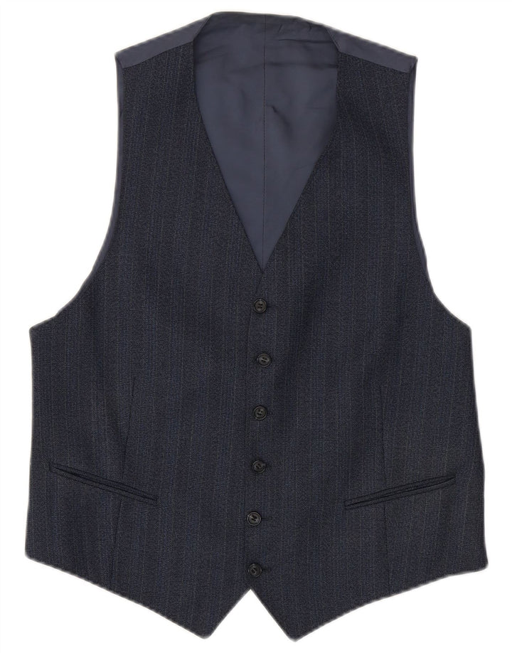 Vestă vintage pentru bărbați, cu dungi mici, bleumarin