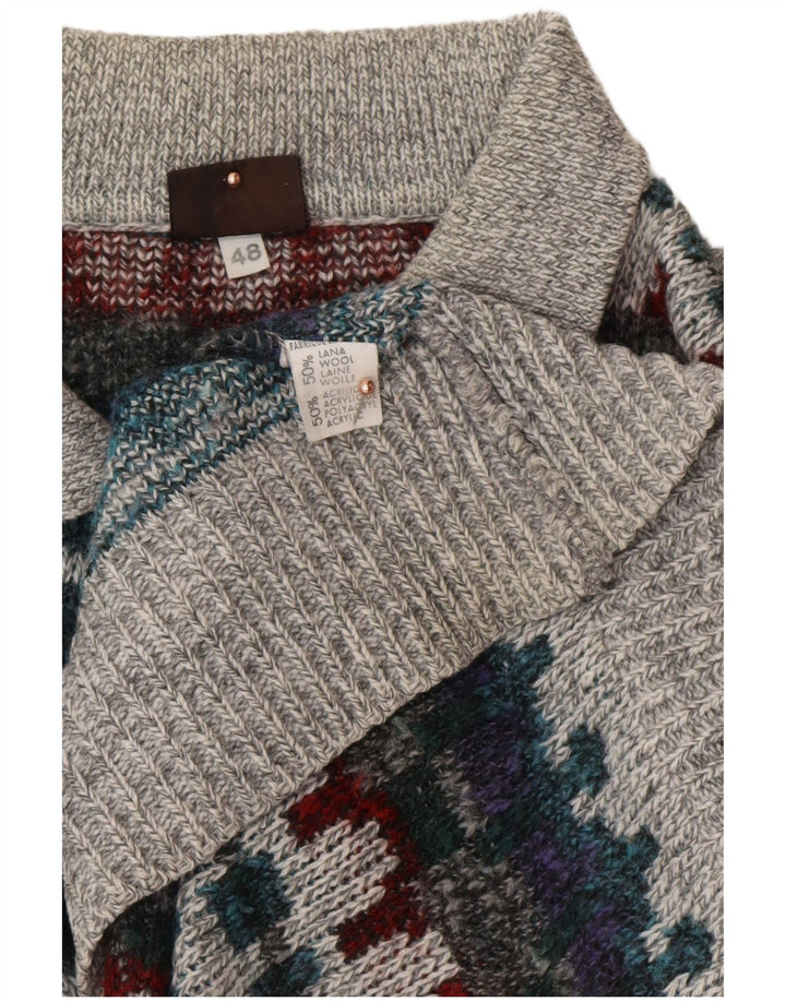 VINTAGE Pulover cu gât polo pentru bărbați IT 48 Medium Multicolor Fair Isle