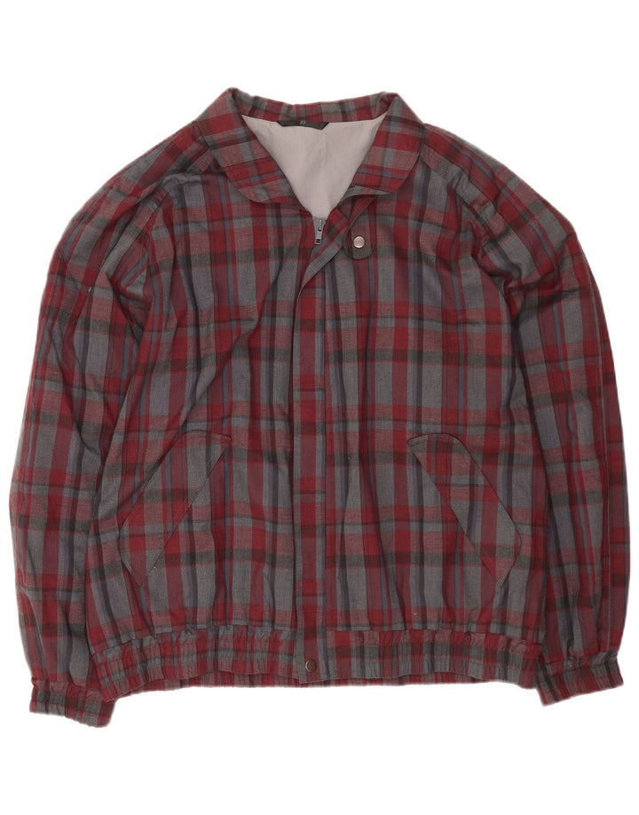 Bomber vintage pentru bărbați UK 42 XL poliester cu carouri roșii