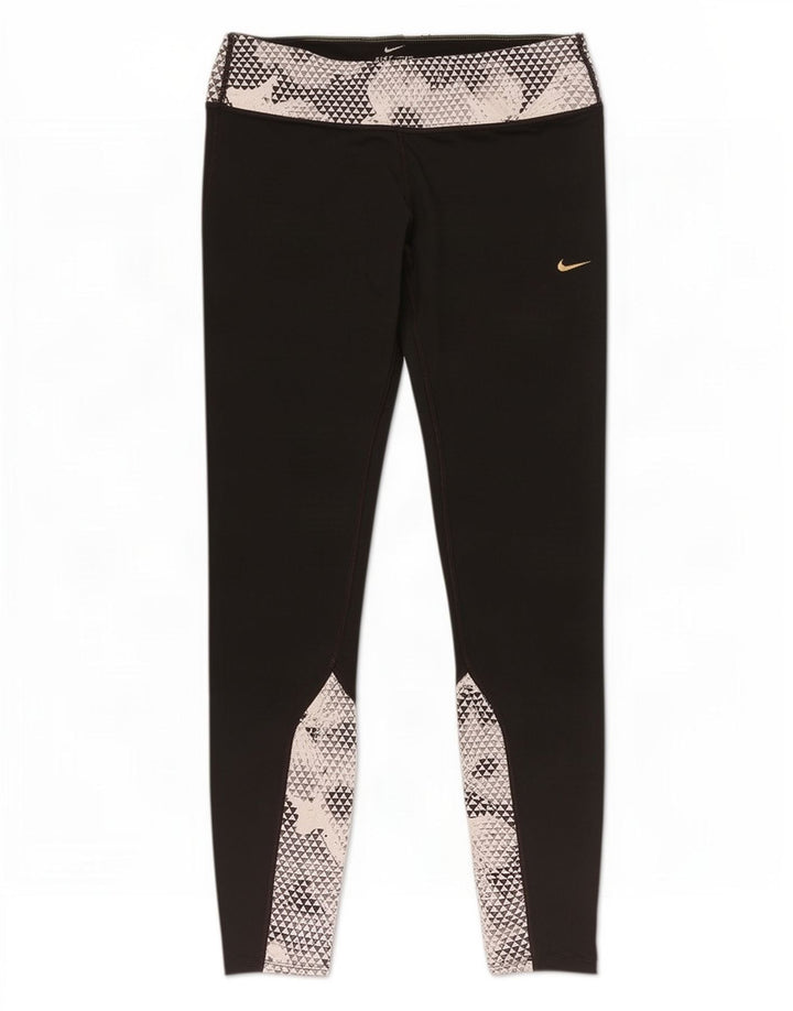 Leggings Nike Dri Fit pentru femei UK 14 Medium Black Geometric Poliester