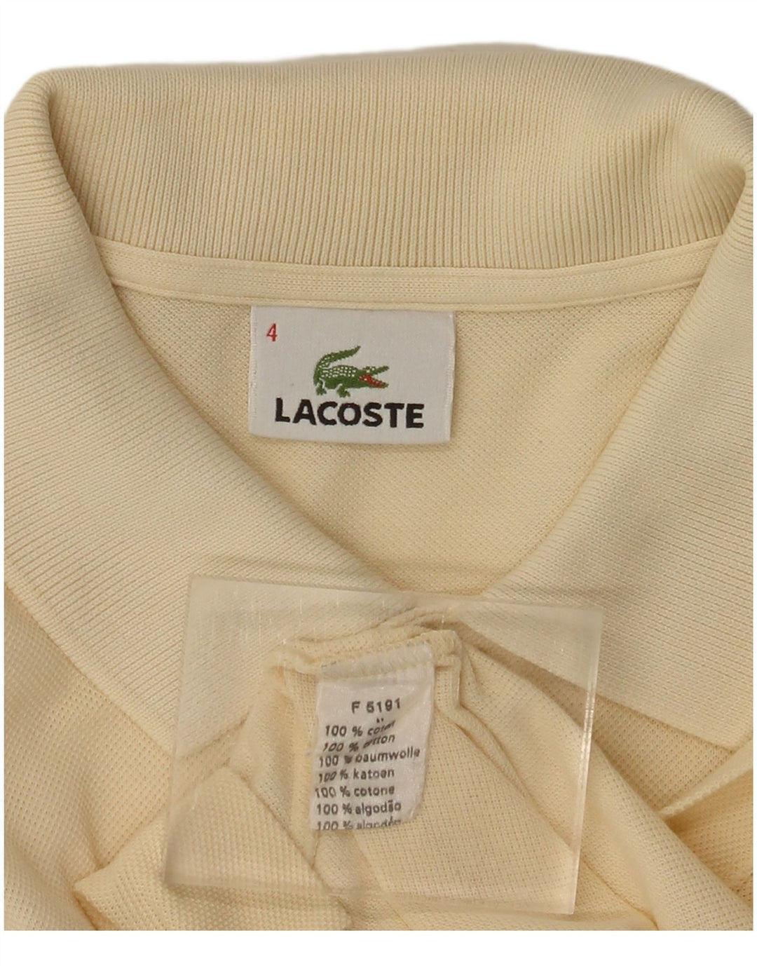 Tricou polo Lacoste pentru bărbați, cu formă regulată, mărimea 4, bumbac galben mediu, clasic