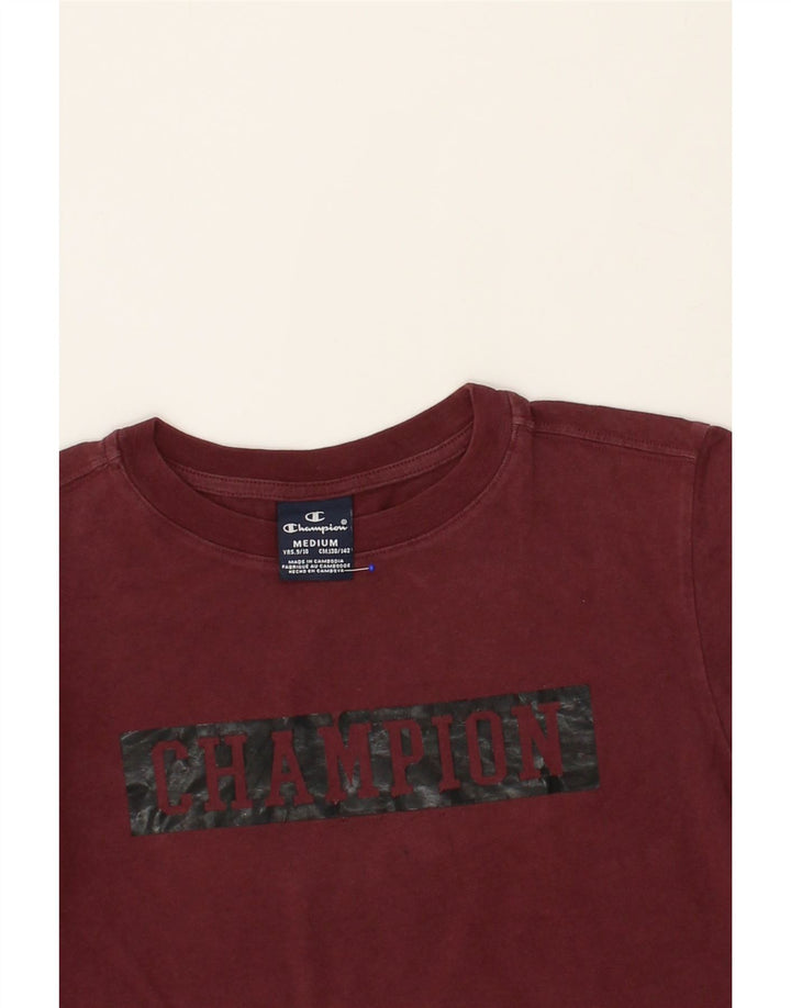 CHAMPION Boys Graphic T-Shirt Top 9-10 Years Medium  Maroon Cotton Vintage Champion and Second-Hand Champion from Messina Hembry 