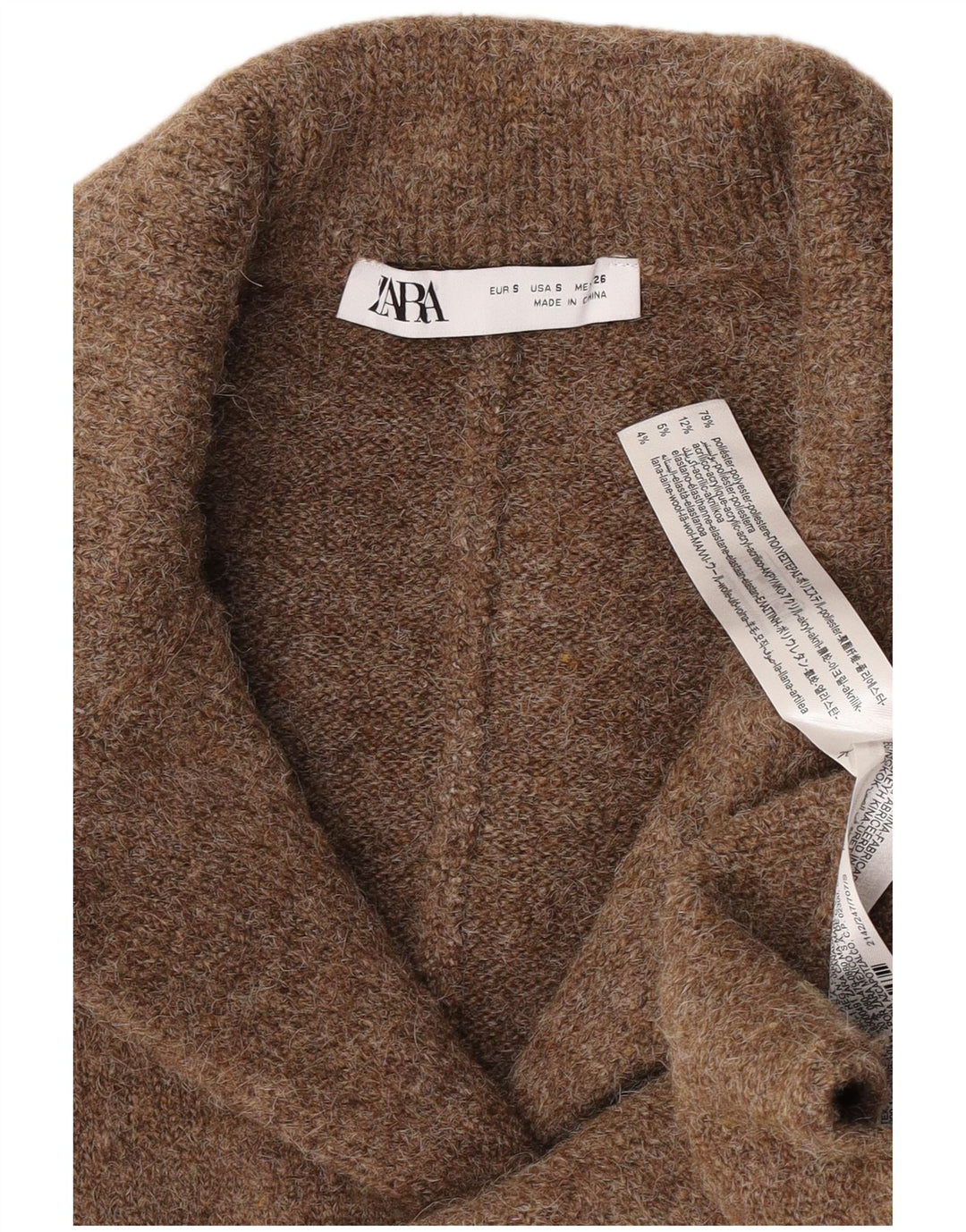 Pulover cardigan supradimensionat pentru femei Zara UK 10 Poliester maro mic