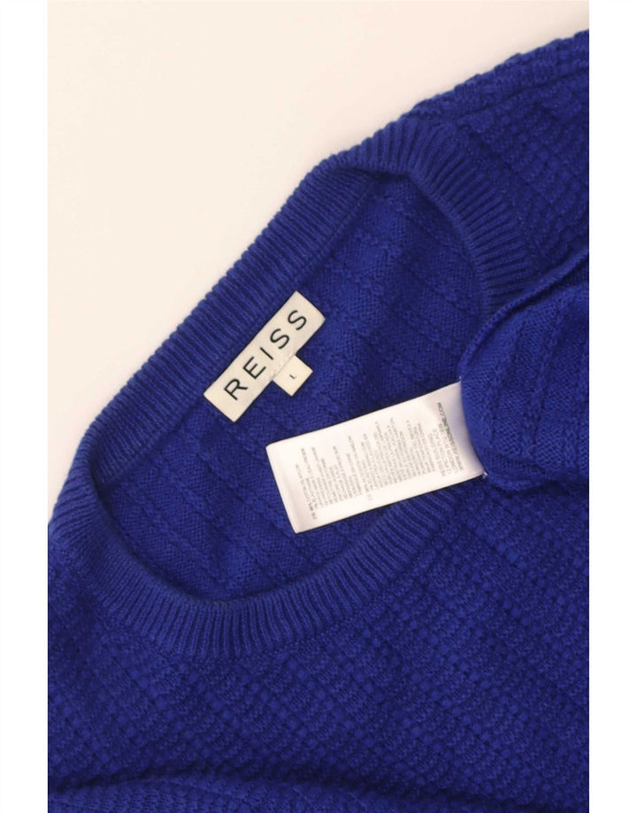 Pulover Reiss pentru bărbați, cu gât crew, bumbac mare, albastru